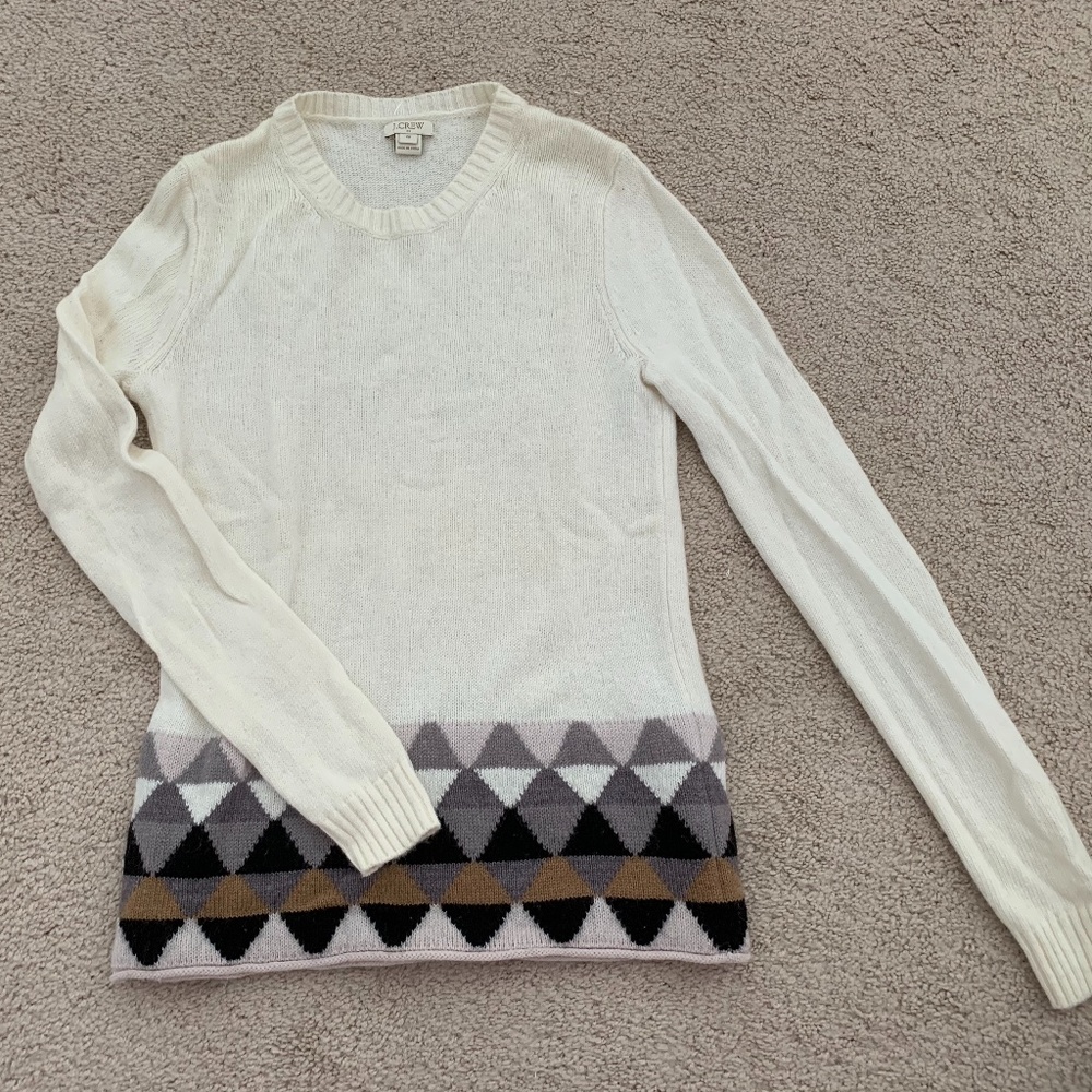Cream sweater with triangle pattern from J. Crew
